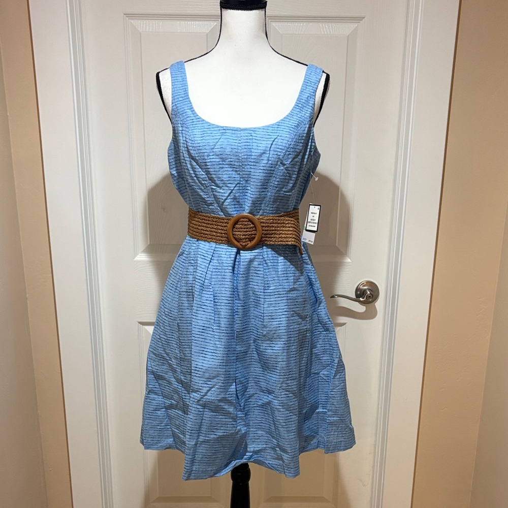 Light Blue Dress with Brown Belt